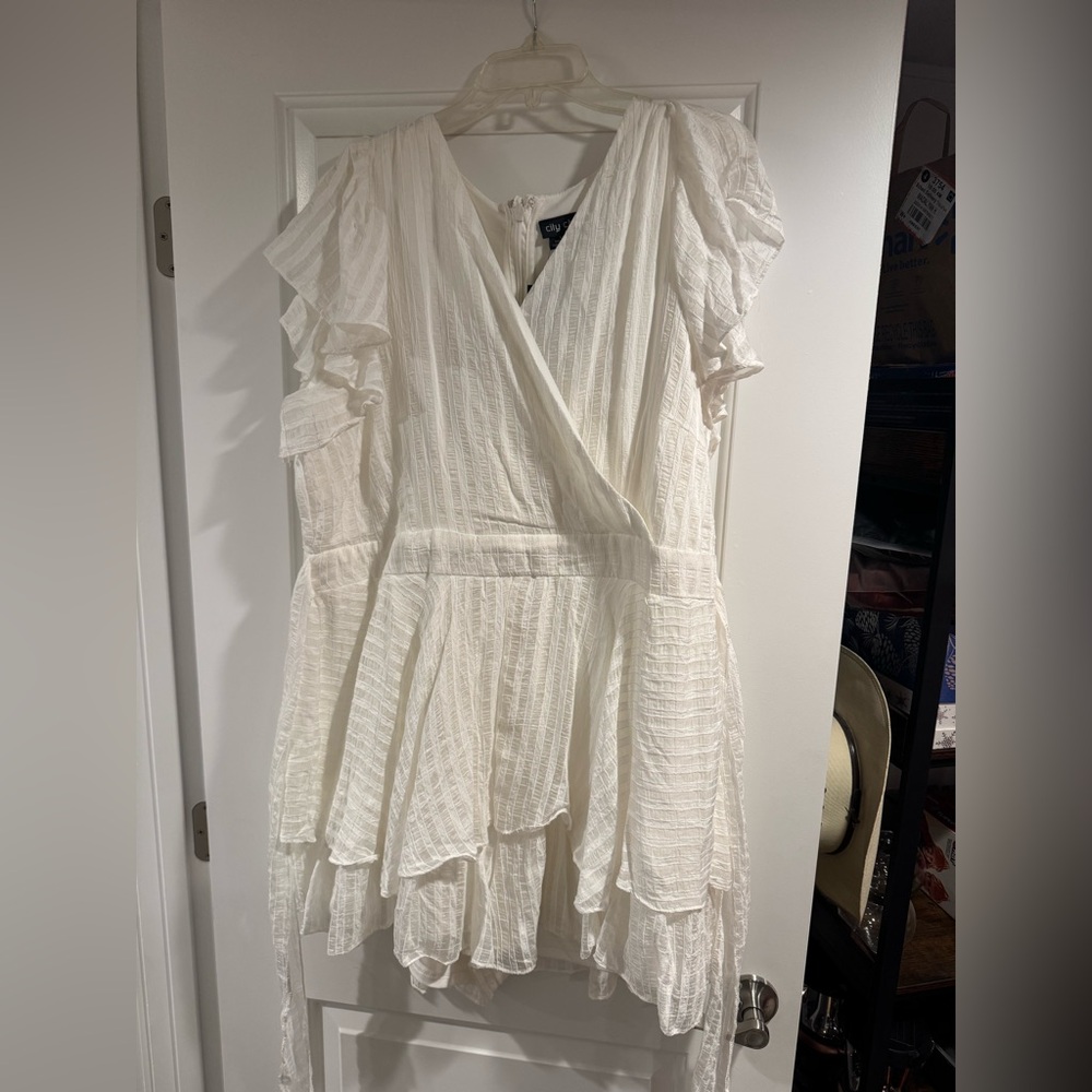 White Ruffled Romper